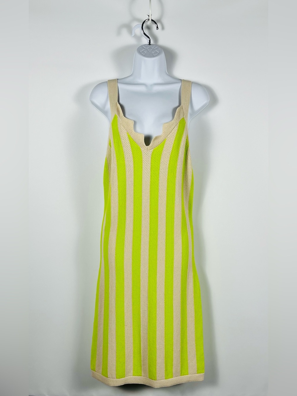 House of Harlow 1960 Lime and Cream Striped Midi Dress Size Medium New with tags